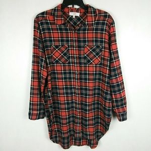 Entro Orange Plaid Flannel Shirt